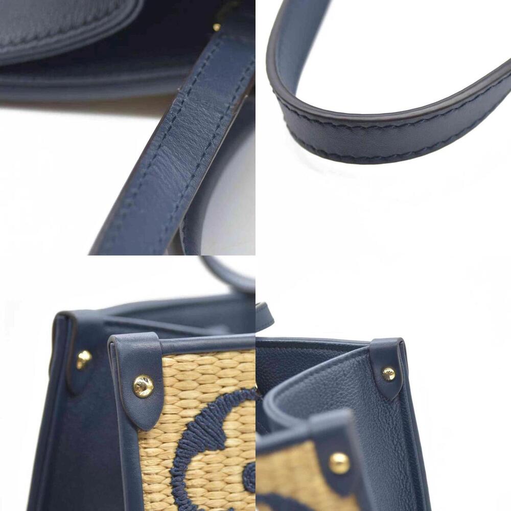 Louis Vuitton Raffia Calfskin Monogram Giant Onthego MM Blue - Picture 5 of 15